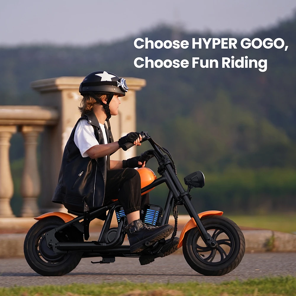 HYPER GOGO Cruiser 12 Electric Chopper Motorcycle for Kids 24V 5.2Ah 160W , Children's Bike With 12'x3' Tires, 12KM Top Range